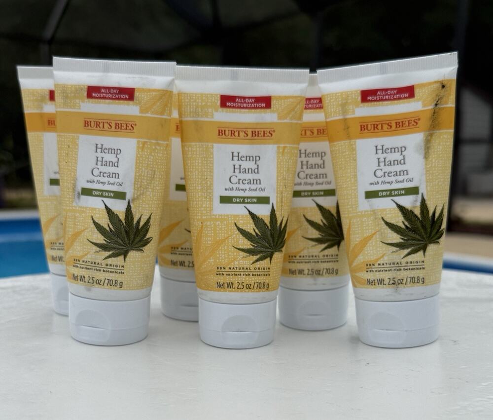 (6) Burt's Bees Hemp - Hand Cream 2.5oz Dry Skin w/ Hemp Seed Oil New Sealed